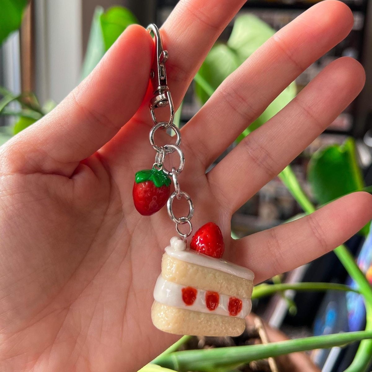 Strawberry Cream Cake Slice Keychain
